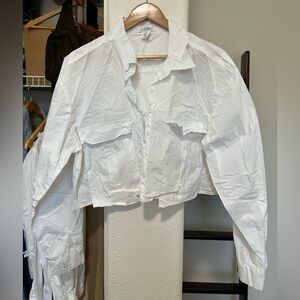 LOVE IS FOR ETERNITY Crop Button Down Top